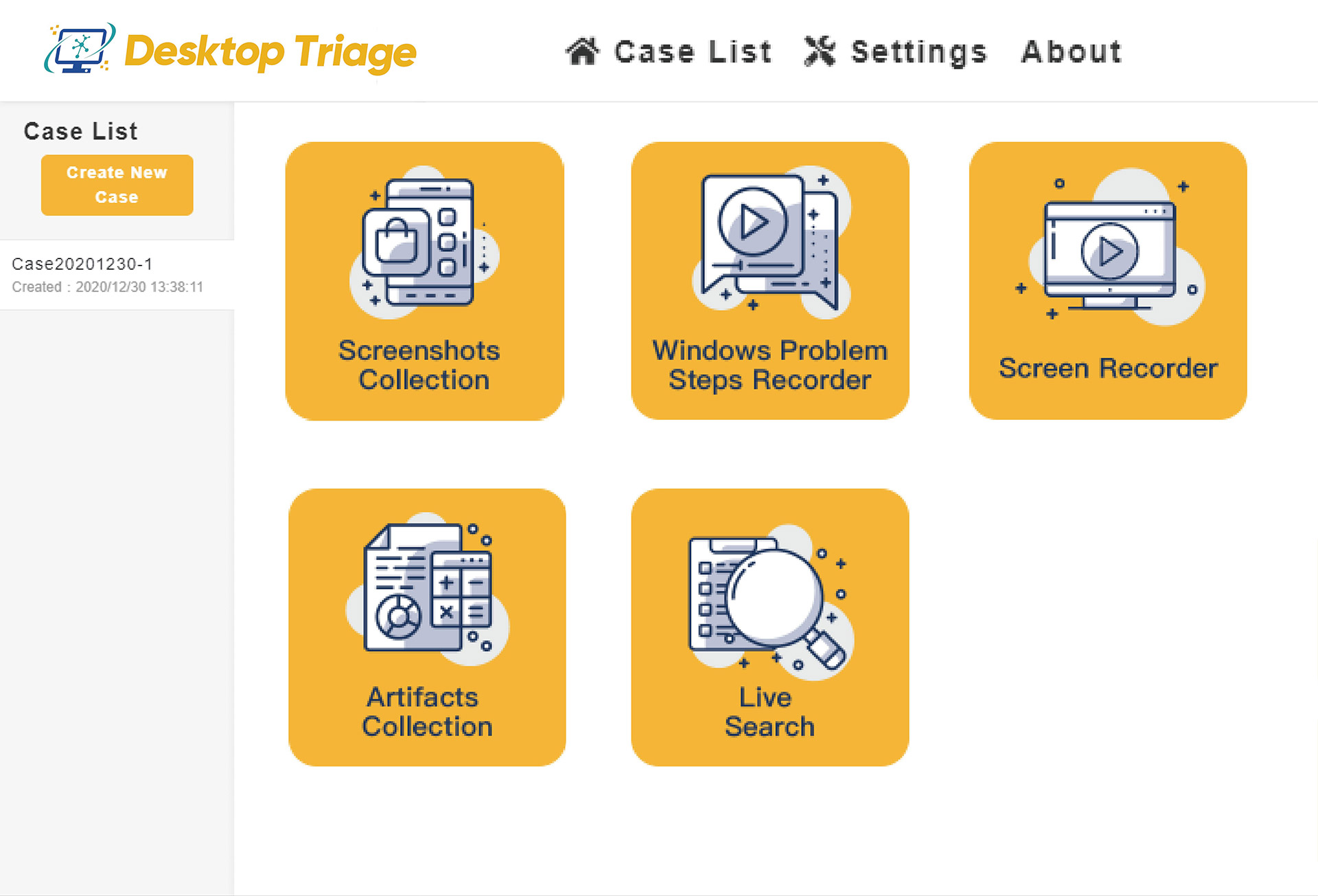 desktop triage UI